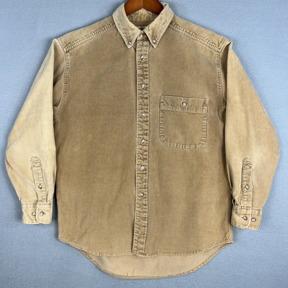 VTG‎ Field Gear Corduroy Button Down Shirt Mens M Tan Beige Workwear Sturdy 90s